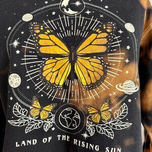 Tie Dye Butterfly Distressed Sweater